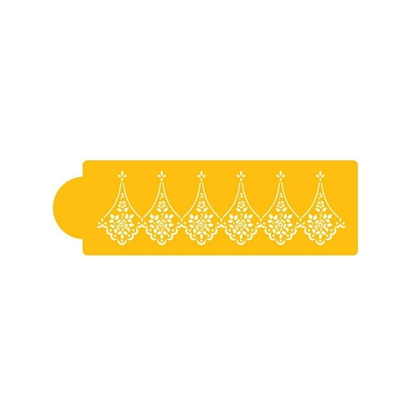 Designer Stencils C761 Alencon Lace Cake Stencil Companion, Beige/semi-transparent, 3.85 X 10"