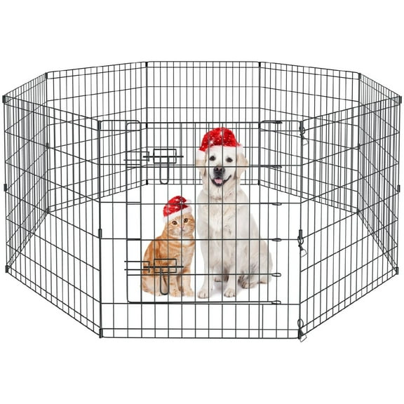 Pet Playpen Dog Pen Foldable Dog Exercise Fence 8 Panels 30 Inch Kennels Pet Playpen Options Ideal for Pet Medium Animals Outdoor Indoor