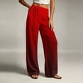 thumbnail image 5 of Ohufall Womens Pants Straight Leg Elastic Waist Lace-up Fashion Pants with Pocket Gradient Color Casual Pant, 5 of 5