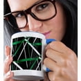 thumbnail image 2 of 3drose, Seamless Criss Cross Green and White Lines on Black, 15oz Two-tone Blue Mug, 2 of 6