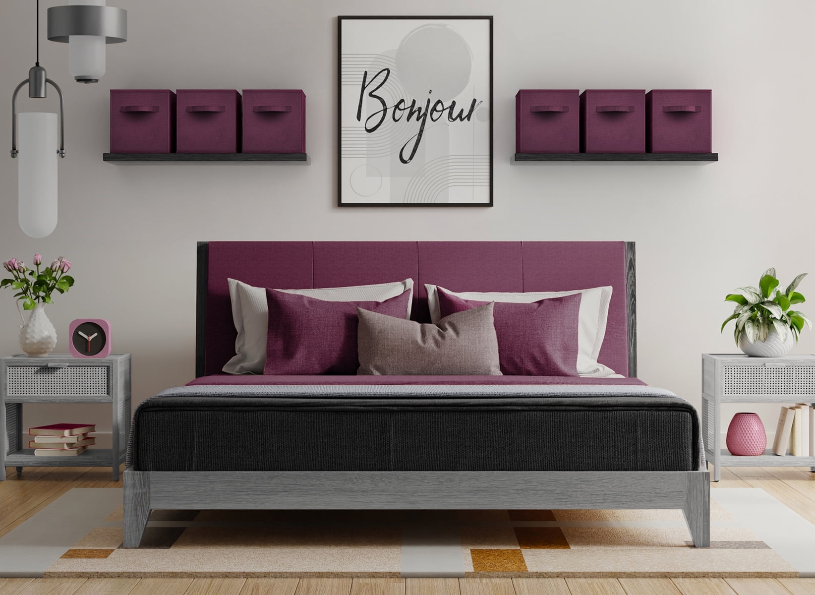 Sorbus 13" Foldable Fabric Storage Cube Bin, Purple (2 pack)