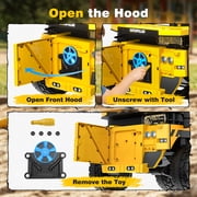 East doll 24V Powered Ride on Dump Truck, Caterpillar Licensed 2 Seater Ride on Toy for Big Kids, 24 Ride ons for Ages 3-8, Ride on Car with Dump Bed, Remote Control, Shovel, 4×100W, Yellow