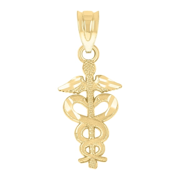 10kt Real Yellow Gold Diamond-Cut Unisex Registered Nurse Badge Charm Pendant