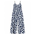 thumbnail image 7 of Women'S Casual Blue White Leopard Print Romper Spaghetti Strap Wide Leg Jumpsuit Summer Outfits With Pockets, 7 of 7