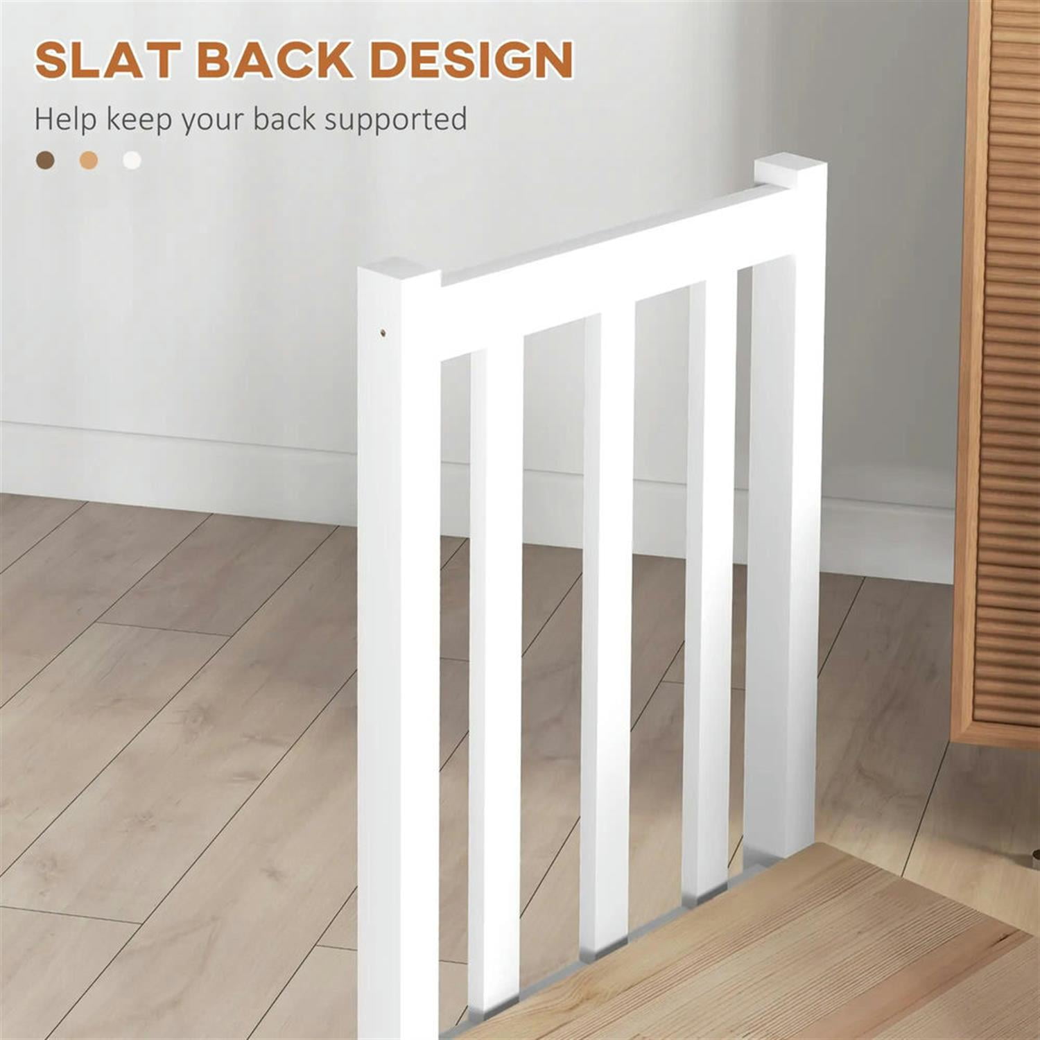 Demi Bonn Dining Chairs Set of 2, Pine Wood Farmhouse Dining Room Chairs with Slat Back for Kitchen Restaurant, Living Room, White