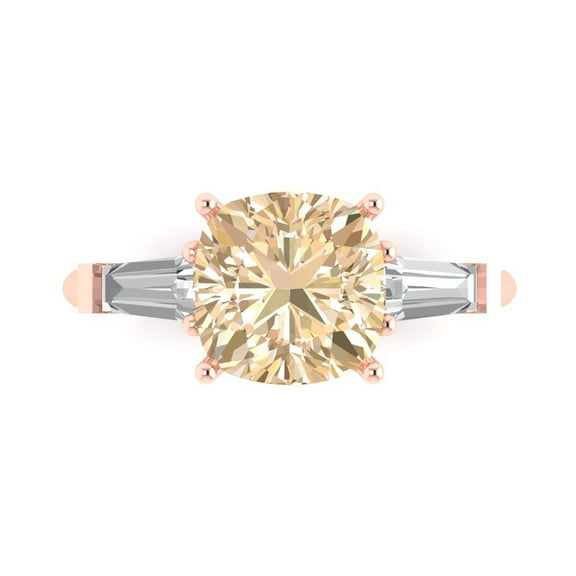 Three-Stone Engagement Ring for Women - 3ct Natural Morganite in 14K Rose Gold Promise Ring