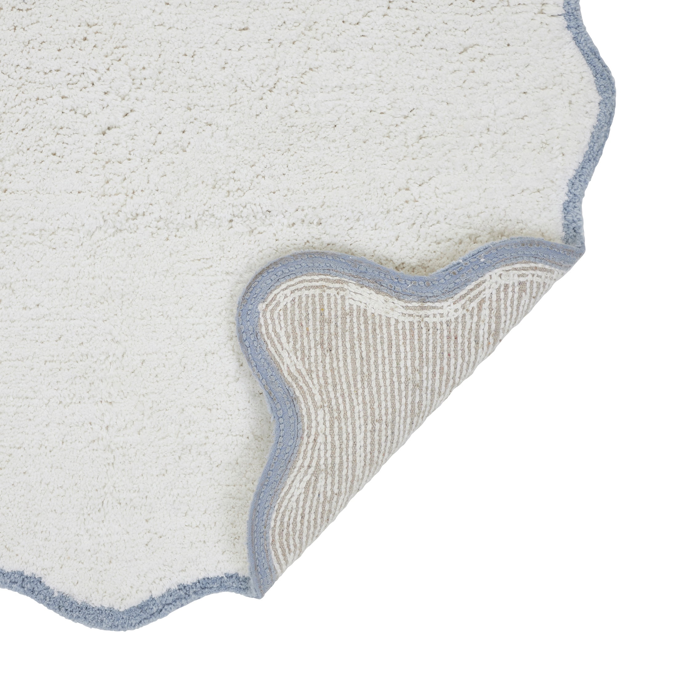 VCNY Home Scallop Dusty Blue Cotton Bath Rug Runner, 24" x 60"