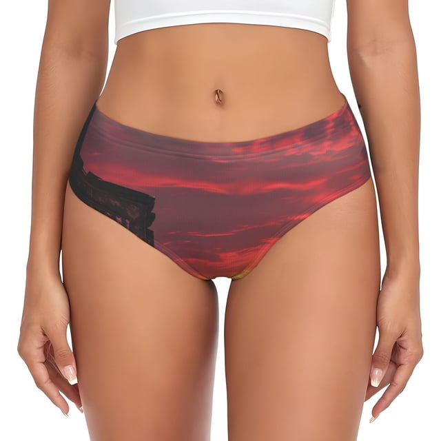 Fotbe Sunset Western Desert Cowboy Calzones Estampados para Mujer – Ropa Interior de Algodón, Cómoda, Suave y Elástica-X-Small