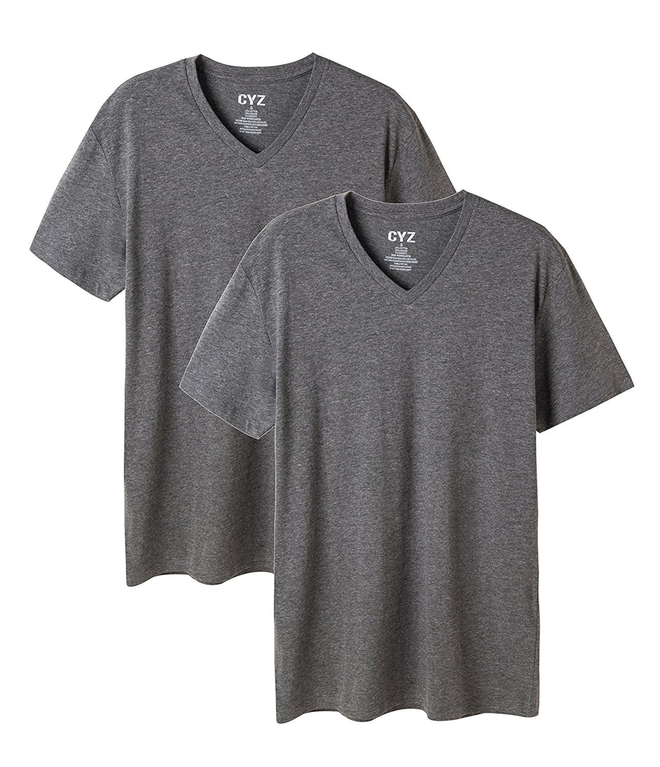 CYZ Mens 2PK Cotton Stretch VNeck Fitted TShirt