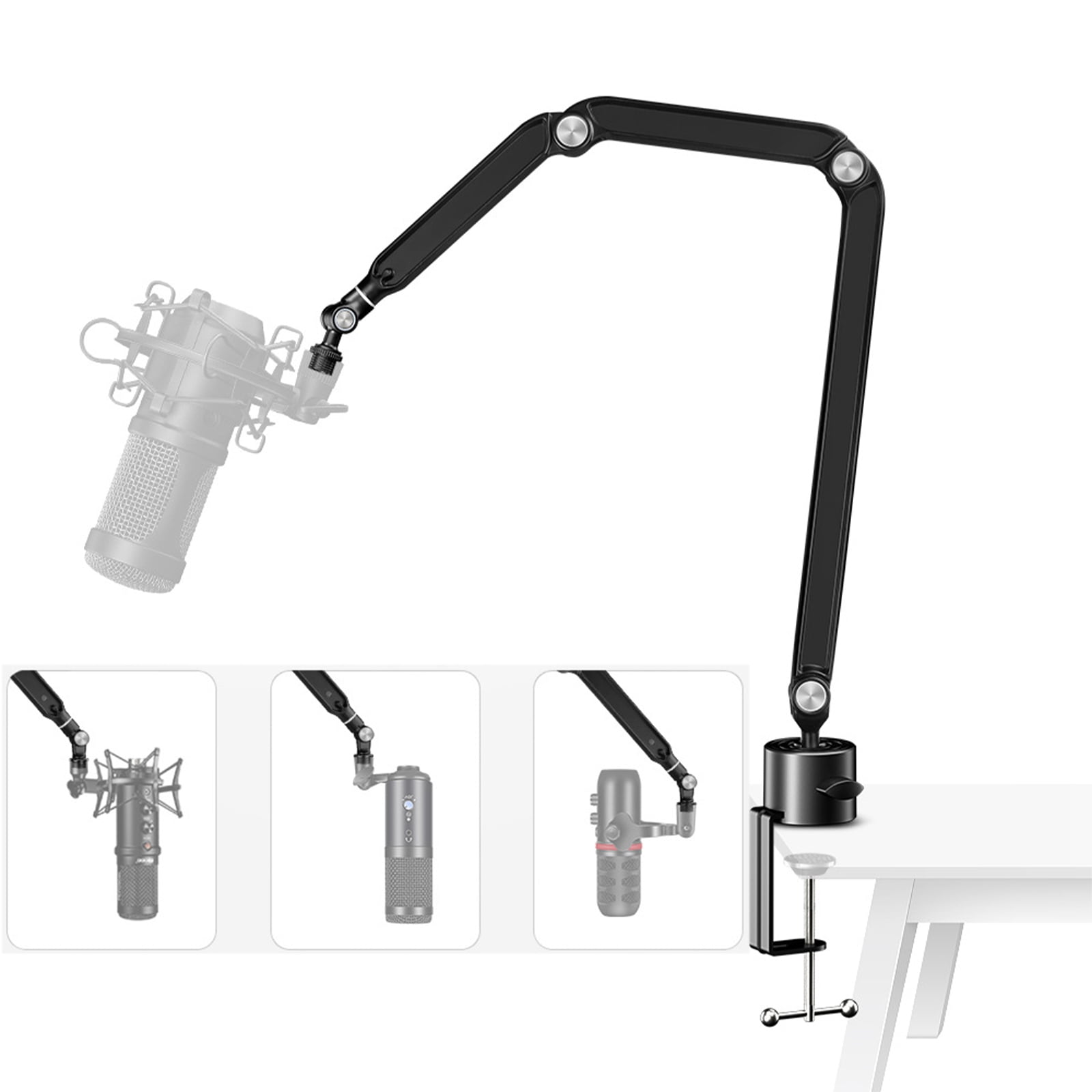 Professional Mic Boom Arm Stand for Desktop with Adjustable Three Section Scissor Arm Designing for Podcasters Streamers