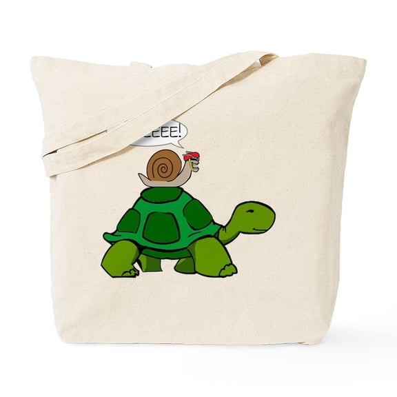 CafePress - Snail On Turtle Tote Bag - Unisex Canvas Tote Bag, Beige, 1-Piece