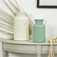 thumbnail image 2 of DecMode 10", 8"H Jug Teal Metal Vase with Handles, Set of 2, 2 of 10