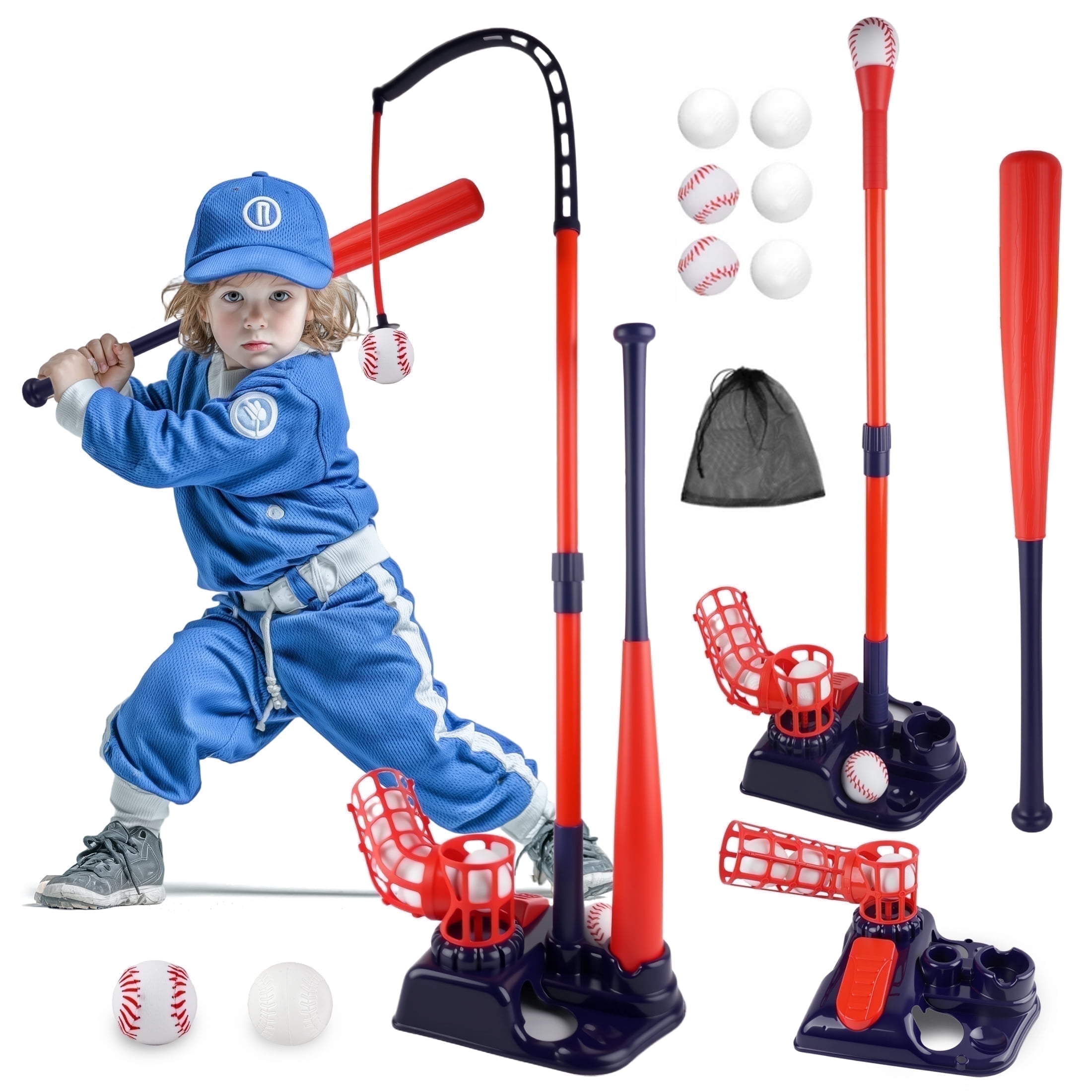 YCFUN T Ball Set for Kids, 3in1 Outdoor T Ball Toy with Adjustable Height Stand, Baseball Sport Toys for Kids Boys Girls 38 Years