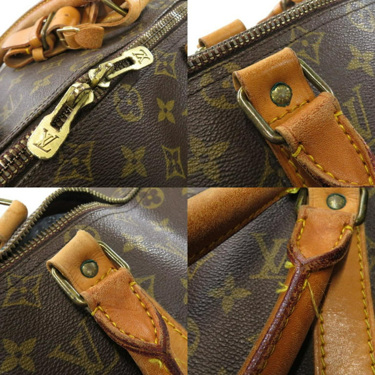 Customized Louis Vuitton Keepall 50 strap Travel bag in brown canvas