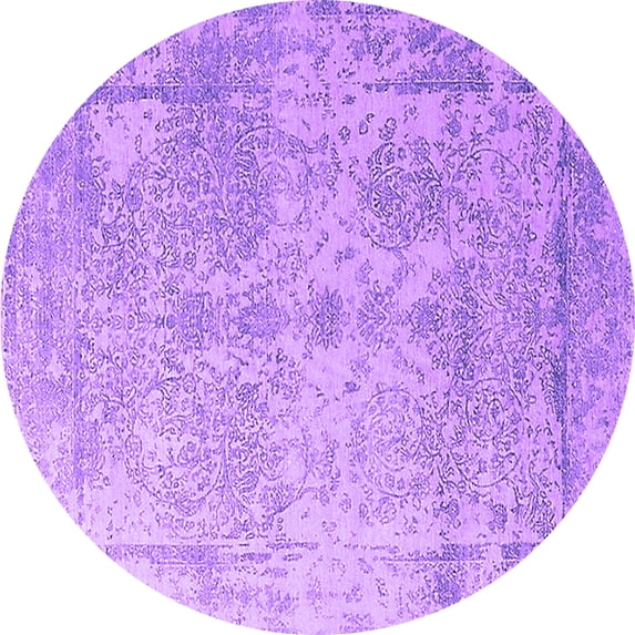 Ahgly Company Indoor Round Oriental Purple Industrial Area Rugs, 5' Round