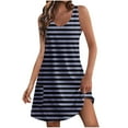 thumbnail image 1 of Yuyuzo Robes Décontractées pour Femmes Été Robes T-Shirt Couverture de Plage Robe Débardeur Rayée avec Poches, 1 of 4