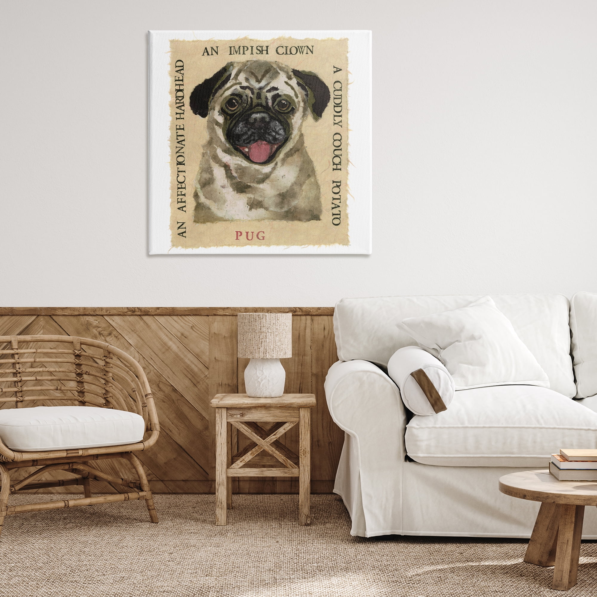 Stupell Industries Fun Pug Pet Phrases Animals Painting Wrapped Canvas Art Print Wall Art, 36 x 36