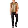 thumbnail image 2 of Camiseta sin mangas metálica Inspire Chic para hombres, chaleco brillante para fiestas y clubes, talla XL dorado, 2 of 6