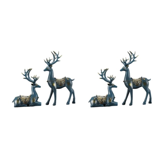 Advancent 2pcs Reindeer Figurines Resin Deer Statues en Decoration for Home Gift Type1 NO1
