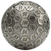 Wiz Dice - Orb of Predestined Fate - 100 Sided Metal Dice for Tabletop RPG Adventure Games - D100 Polyhedral Dice, Suitable for Dungeons and Dragons and Dice Games Alike - 1.75" - Ancient Silver