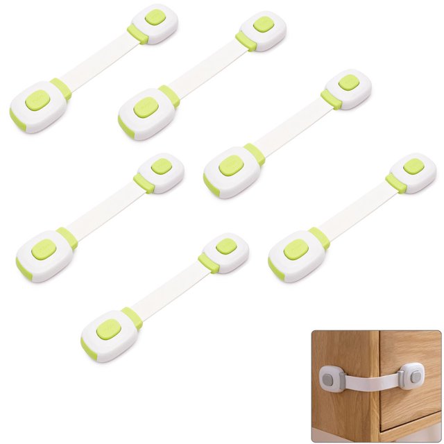 Paquete de 6 (verde) cerradura de seguridad para niños para armario, cajones, nevera, asiento de inodoro con adhesivo fuerte, cerradura de armario sin necesidad de taladrar, cerradura de gabinete de b