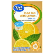 (5 pack) (5 Boxes) Great Value Drink Mix, Iced Tea with Lemon, Sugar Free, 0.7 oz, 10 Count