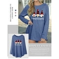 thumbnail image 4 of QAFOPEH Women Christmas Print Crew Neck Long Sleeve High-Low Hem Solid Color Top, 4 of 6