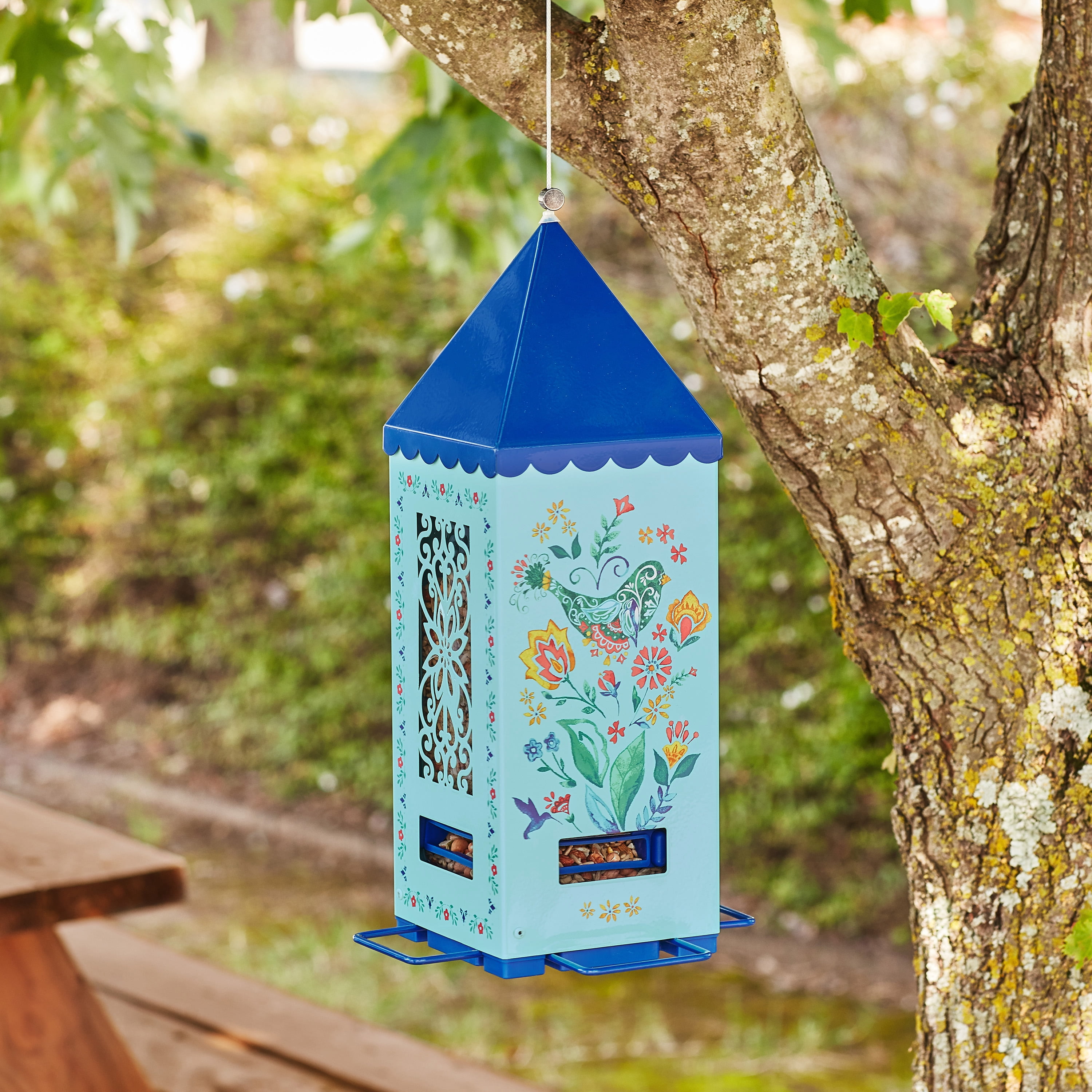 The Pioneer Woman Mazie Squirrel Proof 2-Perch Wild Bird, 2 qt Capacity