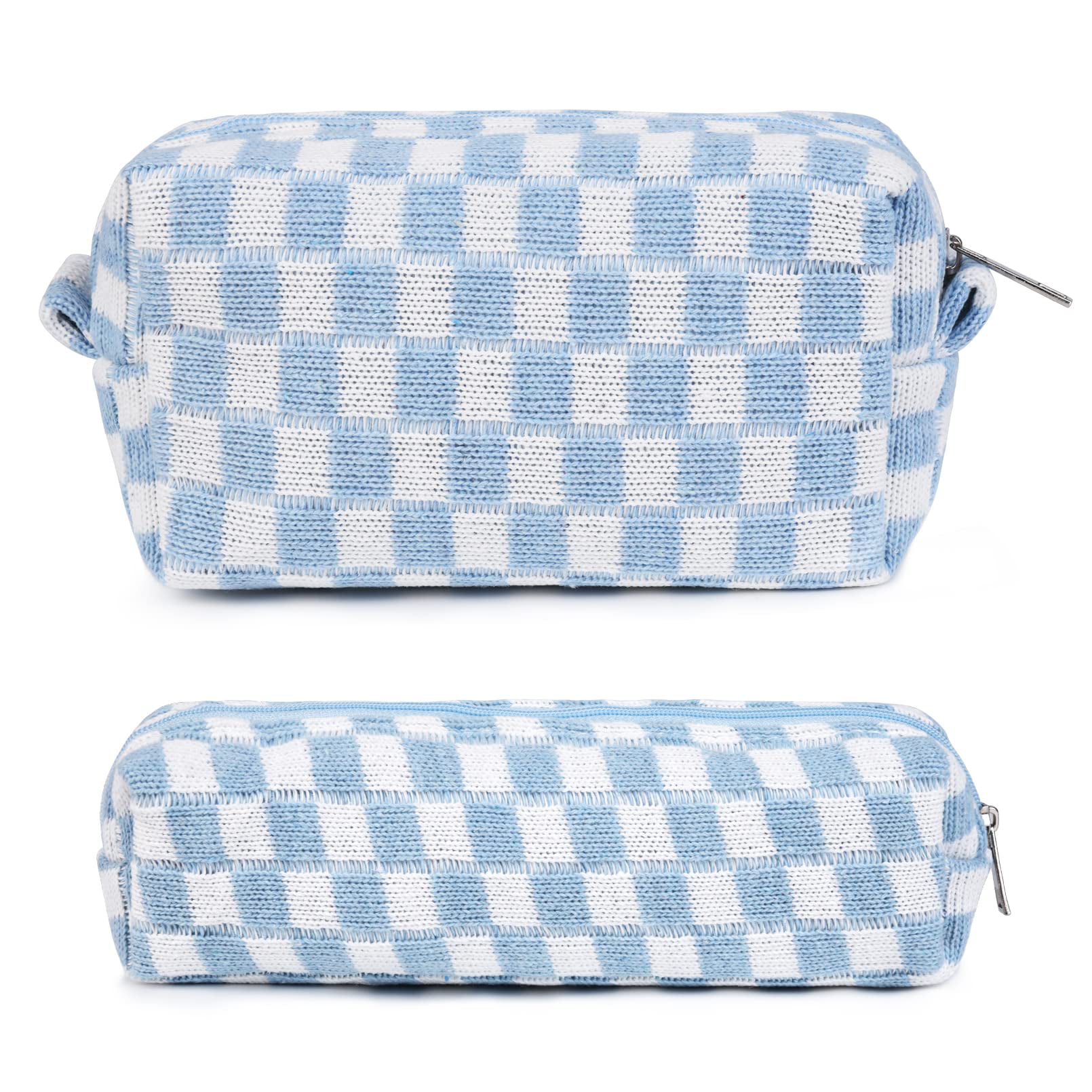 Dropship Checkered Makeup Bag; 2Pcs Travel Cosmetic Bags; Portable