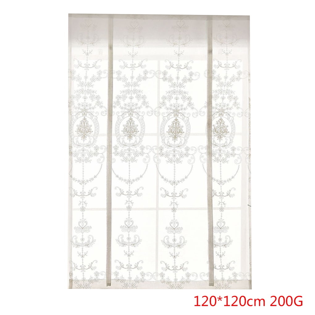 Hi.FANCY Embroidered Tie-Up Roman Shades Top Sheer Balcony Window Curtain Drape Valance Panels