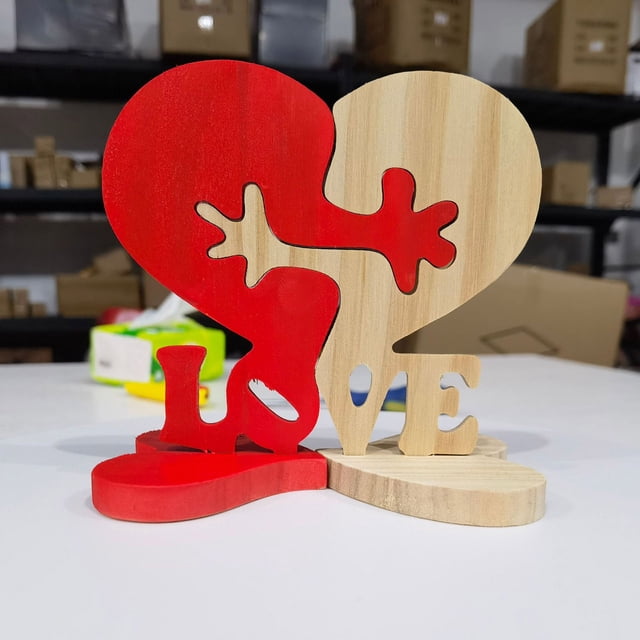 Decoraciones para San Valentín, adornos para San Valentín, regalos para San Valentín, adorno de corazón de madera, decoración de madera, regalo para San Valentín, escritorio de amor.