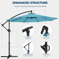 thumbnail image 6 of 10ft Offset Hanging Market Patio Umbrella with Easy Tilt Adjustment,Polyester Shade,8 Ribs for Backyard,Poolside,Lawn and Garden,Blue, 6 of 6