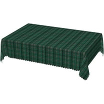Rectangle Tablecloth with Wave Lace 60x84 Inch, Green Tartan Plaid Tablecloth Rectangle Wipeable Table Cloth Cover Kitchen Tablecover for Kitchen Dinning Tabletop Outdoor