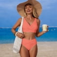 thumbnail image 6 of Women's Two Piece High Waisted Bikini Set Tummy Control Swimsuit Full Coverage Bathing Suit Orange M, 6 of 6