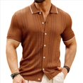 thumbnail image 1 of Suéter Informal de Verano para Hombre, con Botones Finos, Estilo Ejecutivo, Estilo Retro, de Corta, para Playa Marrón XXL, 1 of 8