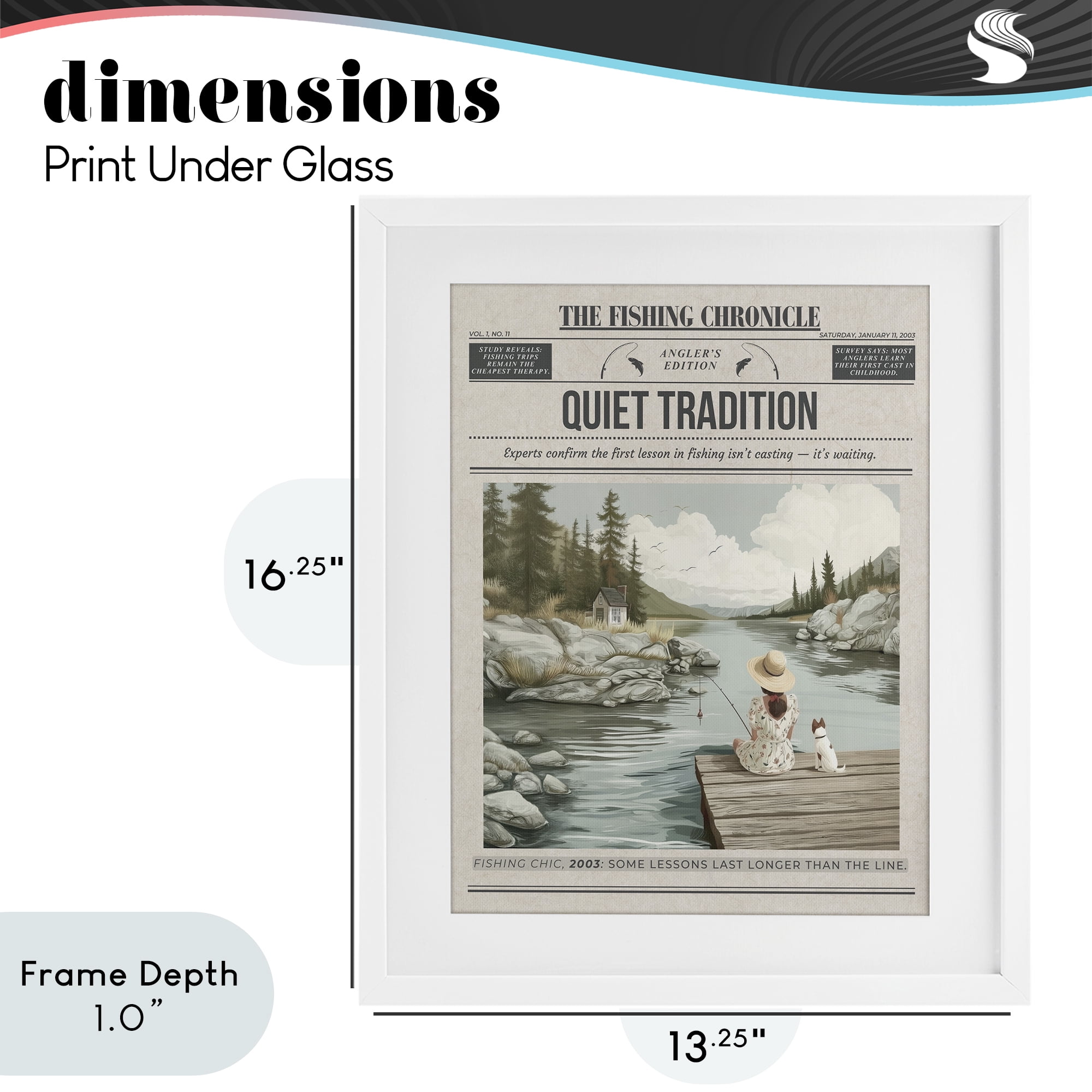 Stupell Industries Fishing Chronicle Magazine White Framed Print Under Glass, design by A Barefoot Stylist