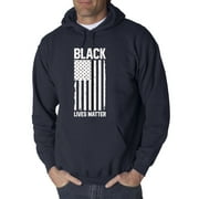 Trendy USA 1088 - Adult Hoodie USA Flag Black Lives Matter Human Rights Sweatshirt 3XL Navy