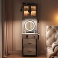 thumbnail image 2 of Ktaxon Makeup Vanity Table for Small Spaces, Vanity Table Set with 3 Color LED Light, Bedroom Dressing Table, Gray, 2 of 13