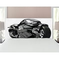 thumbnail image 1 of Motorcycle Headboard, Futuristic Custom Motorcycle Image High Technology Unique Modern Lifestyle Graphic, Upholstered Decorative Metal Bed Headboard with Memory Foam, Full Size, Black, by Ambesonne, 1 of 4