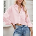 thumbnail image 5 of Zeagoo Womens Work Shirts Cropped Button Down Long Sleeve Tops V Neck Collared Business Casual Blouses, 5 of 6