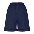 thumbnail image 5 of vigerkar Women's Bermuda Shorts Knee Length Elastic Waist Drawstring Workout Athletic Long Shorts with Pockets (Navy, L), 5 of 7
