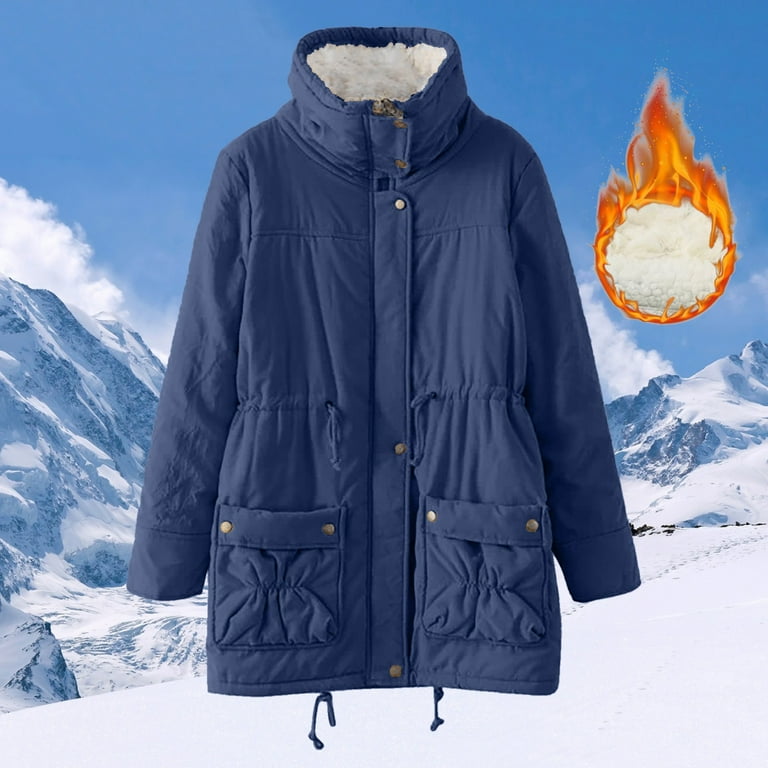 Womens Warm And Velvet Waist Tooling Jacket Lapel Coat Long