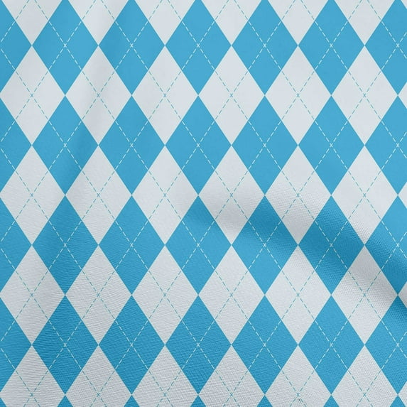 oneOone Velvet Blue Fabric Argyle Fabric For Sewing Printed Craft Fabric By The Yard 58 Inch Wide