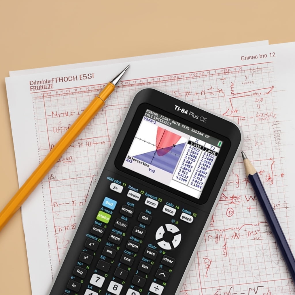 Pre-Owned Texas Instruments TI-84 Plus CE Graphing Calculator, Black, with Preloaded Apps, High School and College