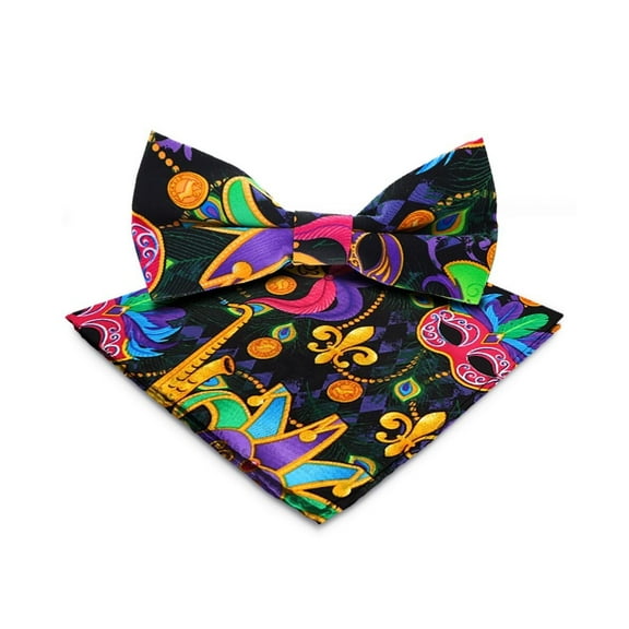 Vittorio Farina Mardi Gras Printed Bow Tie and Pocket Square