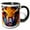 Black/White, variant on 3drose, Colorful Bison Wild Buffalo Animal Portrait. Orange and Purple Colors, 15oz Two-tone Green Mug