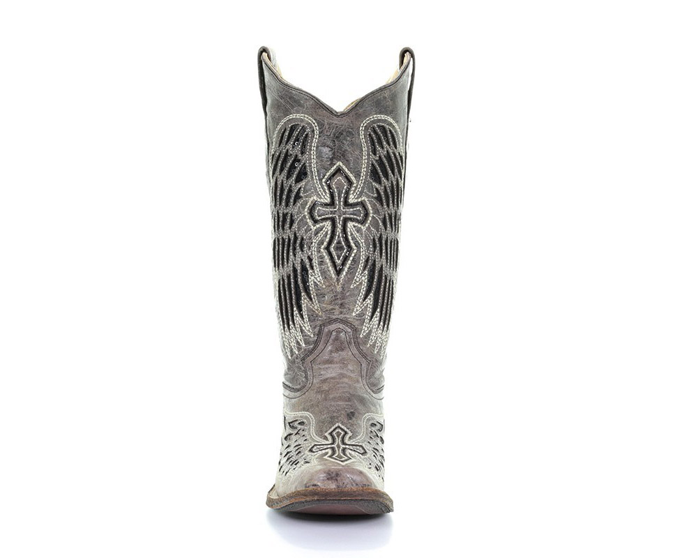 CORRAL Adult Female Brown Black Wing and Cross Square Toe Boots, Size: 7, Width: M