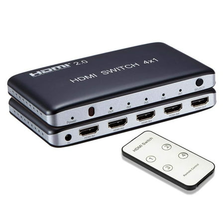 Coxtech 4K x 2K 4 Port 4 x 1 HDMI 2.0 HDMI Switch with IR Wireless Remote Control HDMI Hub Switcher Splitter Box Support 4K 3