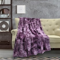 Home Soft Things Tie Dyed Double Sided Fauxfur Throw Purple