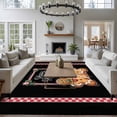 thumbnail image 3 of Area Rug for Living Room, Christmas Gingerbread Non-Slip Indoor Large Carpet for Bedroom/Dining Room, Xmas Berry Black Checkered Washable Low-Profile Rectangle Floor Runner Rugs - 5 x 7 Ft, 3 of 8